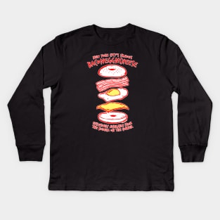 BACONEGGNCHEESE! (New York City's Famous Bacon Egg and Cheese) dark shirt version Kids Long Sleeve T-Shirt